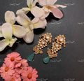 VeroniQ Trends-Gold Plated Kundan Jadau With Green Beads Pachi Kundan Earrings Pachi Kundan-Gold Plated-Wedding Jewellery-Punjabi Jewellery-South Indian-Thappa Jewellery