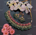 VeroniQ Trends-Traditional Gold Plated Kemp Stone Pachi Kundan Necklace Pachi Kundan-Gold Plated-Wedding Jewellery-Punjabi Jewellery-South Indian-Thappa Jewellery