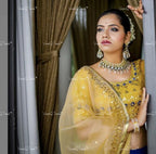 VeroniQ Trends-Traditional Blue Craved Gold Plated Pachi Kundan Choker Necklace Pachi Kundan-Gold Plated-Wedding Jewelry-Punjabi Jewelry-South Indian-Thappa Jewelry