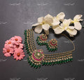 VeroniQ Trends-Designer Gold Plated Pachi Kundan Necklace with Beryls Beads Pachi Kundan-Gold Plated-Wedding Jewellery-Punjabi Jewellery-South Indian-Thappa Jewellery