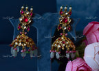 VeroniQ Trends-Designer Kemp Stone With Blue Beads Gold Plated Pachi Kundan Choker Necklace Pachi Kundan-Gold Plated-Wedding Jewelry-Punjabi Jewelry-South Indian-Thappa Jewelry