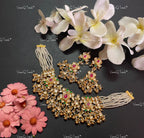 VeroniQ Trends-Royal Style Multistrand Pearl Beaded Gold Plated Kemp Stone Pachi Kundan Choker Necklace Pachi Kundan-Gold Plated-Wedding Jewelry-Punjabi Jewelry-South Indian-Thappa Jewelry