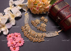 VeroniQ Trends-Royal Style Multistrand Pearl Beaded Gold Plated Kemp Stone Pachi Kundan Choker Necklace Pachi Kundan-Gold Plated-Wedding Jewelry-Punjabi Jewelry-South Indian-Thappa Jewelry