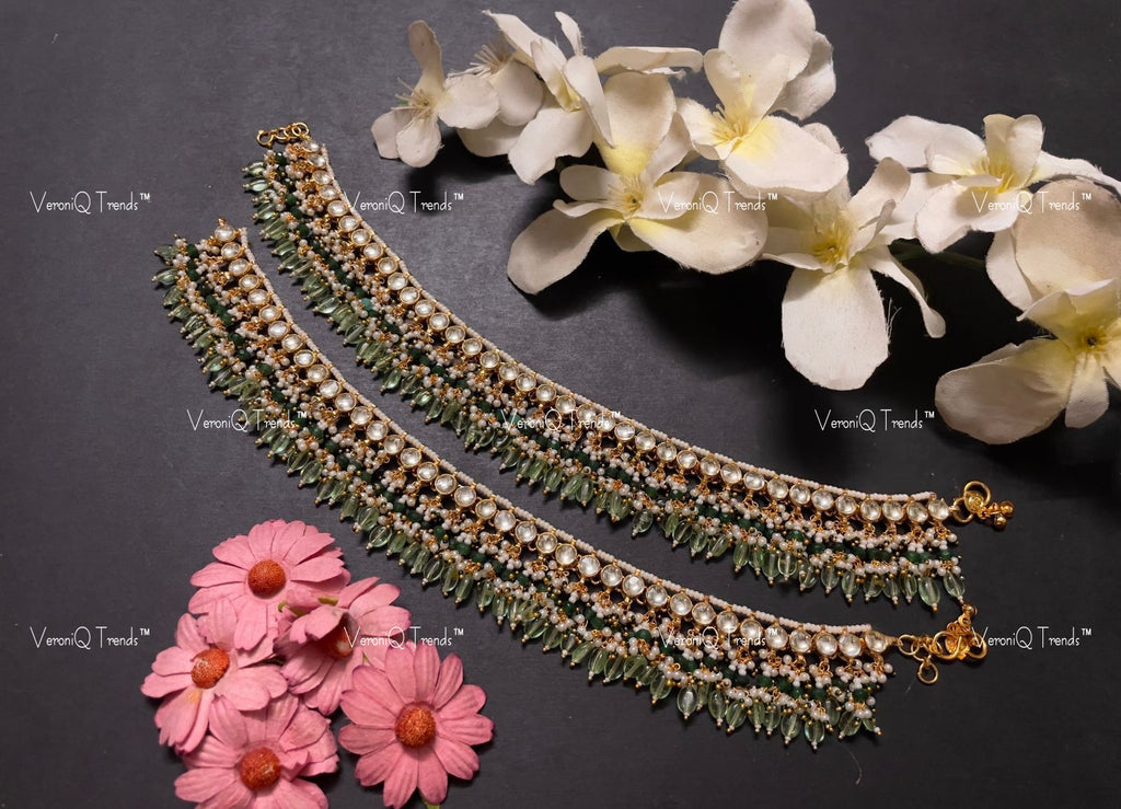 VeroniQ Trends-Traditional Gold Plated Kundan Jadau Pachi Kundan Payal Pachi Kundan-Gold Plated-Wedding Jewellery-Punjabi Jewellery-South Indian-Thappa Jewellery