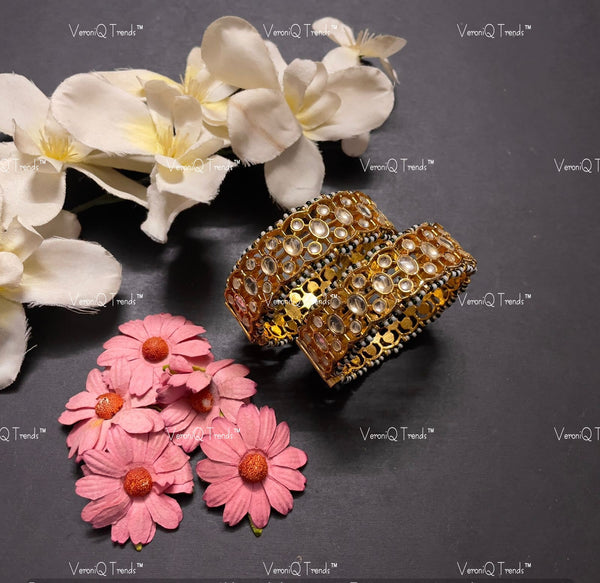 VeroniQ Trends-Gold Plated Pachi Kundan Bangles Pachi Kundan-Gold Plated-Wedding Jewellery-Punjabi Jewellery-South Indian-Thappa Jewellery