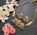 VeroniQ Trends-Rajasthani Gold Plated Multistrand Kemp Stone And Pachi Kundan Choker Necklace Pachi Kundan-Gold Plated-Wedding Jewellery-Punjabi Jewellery-South Indian-Thappa Jewellery