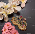 VeroniQ Trends-Gold Plated Pachi Kundan Kemp Stone Chandbali Earrings Pachi Kundan-Gold Plated-Wedding Jewellery-Punjabi Jewellery-South Indian-Thappa Jewellery