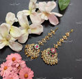 VeroniQ Trends-Chandbali Design Gold Plated Kemp Stone Pachi Kundan Maang Pachi Kundan-Gold Plated-Wedding Jewellery-Punjabi Jewellery-South Indian-Thappa Jewellery