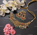 VeroniQ Trends-Traditional South Indian Gold Plated Pachi Kundan Kemp Stone Necklace Pachi Kundan-Gold Plated-Wedding Jewellery-Punjabi Jewellery-South Indian-Thappa Jewellery