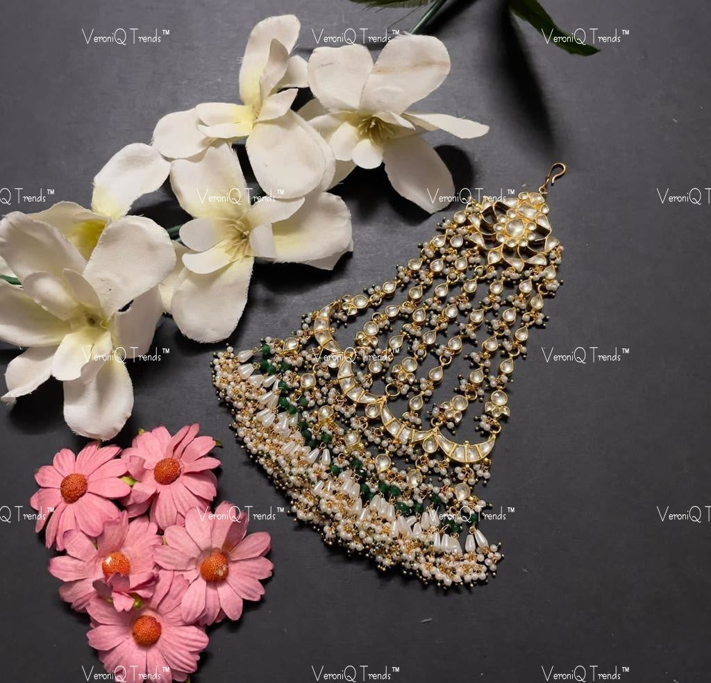 VeroniQ Trends-Traditional Gold Plated Pachi Kundan Passa Pachi Kundan-Gold Plated-Wedding Jewellery-Punjabi Jewellery-South Indian-Thappa Jewellery