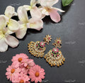 VeroniQ Trends-Gold Plated Kemp Stone Pachi Kundan Chandbali Earrings Pachi Kundan-Gold Plated-Wedding Jewellery-Punjabi Jewellery-South Indian-Thappa Jewellery