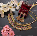 VeroniQ Trends-Gold Plated Kemp Stone Pachi Kundan Necklace With Chandbali Drop Pachi Kundan-Gold Plated-Wedding Jewellery-Punjabi Jewellery-South Indian-Thappa Jewellery