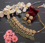 VeroniQ Trends-Traditional Kundan Jadau Gold Plated Pachi Kundan Choker Necklace Pachi Kundan-Gold Plated-Wedding Jewelry-Punjabi Jewelry-South Indian-Thappa Jewelry