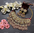 VeroniQ Trends-Rajwadi Style Gold Plated Pachi Kundan Choker Necklace With Pachi Kundan-Gold Plated-Wedding Jewellery-Punjabi Jewellery-South Indian-Thappa Jewellery