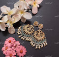 VeroniQ Trends-Chandbali Style Gold Plated Kundan Jadau With Grey Beads Drop Pachi Kundan Earrings Pachi Kundan-Gold Plated-Wedding Jewellery-Punjabi Jewellery-South Indian-Thappa Jewellery