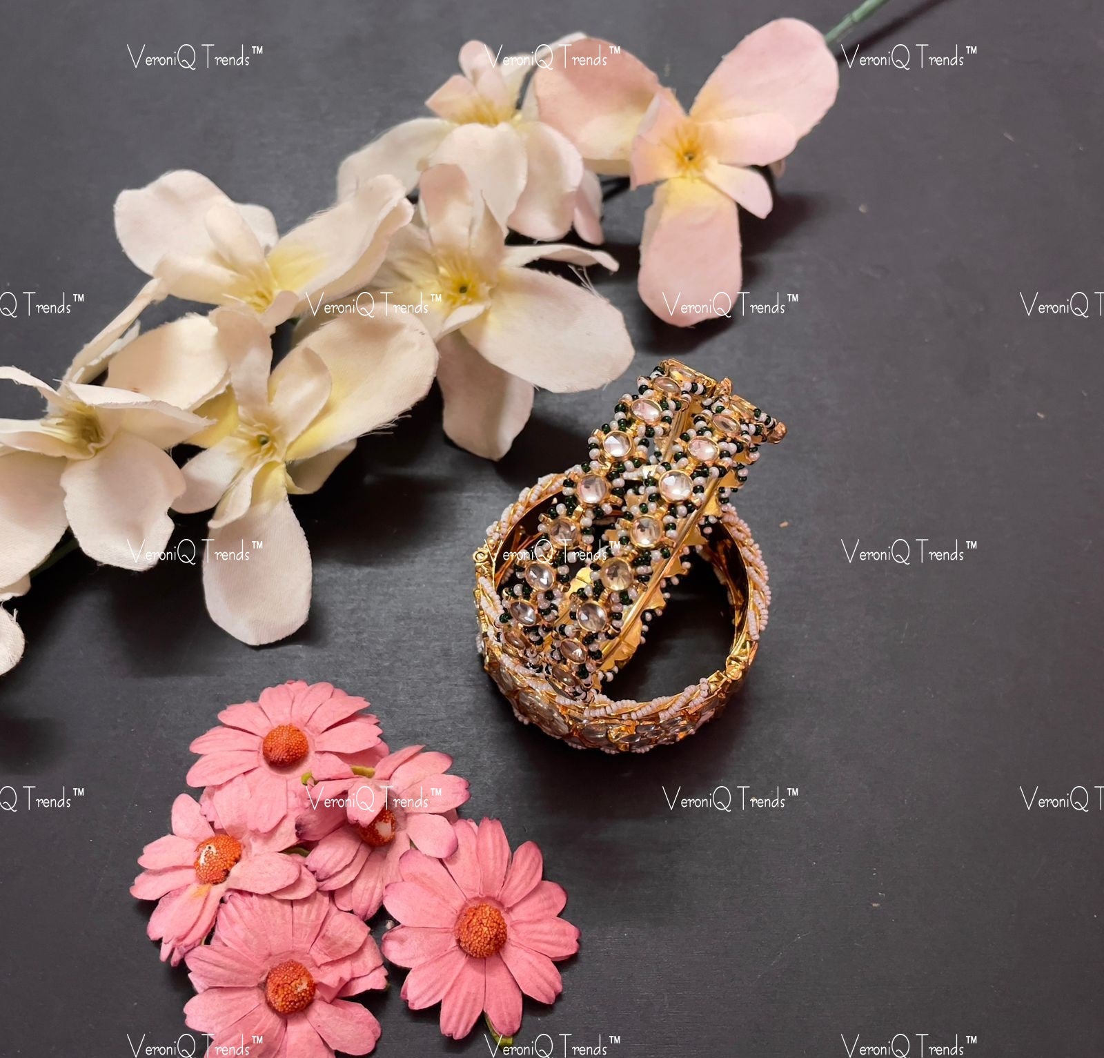 VeroniQ Trends-Gold Plated Pachi Kundan Bangles Kundan-Gold Plated-Wedding Jewellery-Punjabi Jewellery-South Indian-Thappa Jewellery