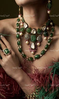VeroniQ Trends-Beautiful Green Pachi Kundan Polki Choker And Mid Length Necklace Polki-Pachi Kundan-Gold Plated-Wedding Jewellery-Punjabi Jewellery-South Indian-Thappa Jewellery