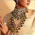 VeroniQ Trends-Beautiful Bridal Pachi Kundan Polki Choker and Long Necklace Polki-Pachi Kundan-Gold Plated-Wedding Jewellery-Punjabi Jewellery-South Indian-Thappa Jewellery
