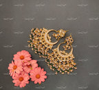 VeroniQ Trends-Handmade Kundan Chandbali Earrings With Pearl Drops-Bridal Jewelry-Engagement-South Indian-Punjabi Jewelry-Pachi Kundan-BS