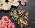 VeroniQ Trends-Handmade Kundan Chandbali Earrings With Pearl And Gold Drops-Bridal Jewelry-Engagement-South Indian-Punjabi Jewelry-Pachi Kundan-BS