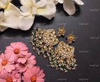 VeroniQ Trends-Handmade Kundan Chandbali Earrings With Pearl Drops-Bridal Jewelry-Engagement-South Indian-Punjabi Jewelry-Pachi Kundan-BS