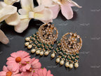 VeroniQ Trends-Handmade Kundan Big Stud Earrings With Pearl Drops-Bridal Jewelry-Engagement-South Indian-Punjabi Jewelry-Pachi Kundan-BS