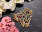 VeroniQ Trends-Handmade Kundan Chandbali Earrings With Peacock Design and Pearl Drops-Bridal Jewelry-Engagement-South Indian-Punjabi Jewelry-Pachi Kundan-BS