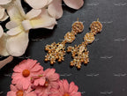 VeroniQ Trends-Handmade Kundan Daily Wear Earrings Fish Motif With Pearl Drops-Bridal Jewelry-Engagement-South Indian-Punjabi Jewelry-Pachi Kundan-BS