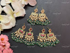 VeroniQ Trends-Handmade Kundan Chandbali Earrings With Pearl Drops-Bridal Jewelry-Engagement-South Indian-Punjabi Jewelry-Pachi Kundan-BS