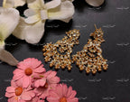 VeroniQ Trends-Handmade Kundan Chandbali Earrings With Peacock Design and Pearl Drops-Bridal Jewelry-Engagement-South Indian-Punjabi Jewelry-Pachi Kundan-BS