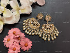 VeroniQ Trends-Handmade Kundan Chandbali Earrings With pearl Drops-Bridal Jewelry-Engagement-South Indian-Punjabi Jewelry-BS