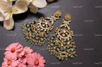 VeroniQ Trends-Handmade Kundan Chandbali Earrings With Pearl Drops-Bridal Jewelry-Engagement-South Indian-Punjabi Jewelry-Pachi Kundan-BS
