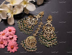 VeroniQ Trends-Handmade Kundan Chandbali Earrings And Maang Tika With Pearl Drops-Bridal Jewelry-Engagement-South Indian-Punjabi Jewelry-BS