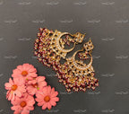 VeroniQ Trends-Handmade Kundan Chandbali Earrings With Pearl Drops-Bridal Jewelry-Engagement-South Indian-Punjabi Jewelry-Pachi Kundan-BS