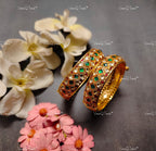 VeroniQ Trends-Gold Plated Pink Kemp Stone Pachi Kundan Bangles Pachi Kundan-Gold Plated-Wedding Jewelry-Punjabi Jewelry-South Indian-Thappa Jewelry