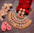 VeroniQ Trend-Traditional Gold Plated Pachi Kundan Necklace With Chandbali Dangler Earrings Pachi Kundan-Gold Plated-Wedding Jewellery-Punjabi Jewellery-South Indian-Thappa Jewellery