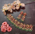 VeroniQ Trend-Multicolor Peacock Design Gold Plated Pachi Kundan Choker Necklace Pachi Kundan-Gold Plated-Wedding Jewellery-Punjabi Jewellery-South Indian-Thappa Jewellery