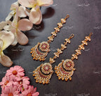 VeroniQ Trend-Rajwadi Gold Plated Pachi Kundan Kemp Stone Maang Tika Pachi Kundan-Gold Plated-Wedding Jewelry-Punjabi Jewelry-South Indian-Thappa Jewelry