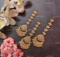 VeroniQ Trend-Rajwadi Gold Plated Pachi Kundan Kemp Stone Maang Tika Pachi Kundan-Gold Plated-Wedding Jewellery-Punjabi Jewellery-South Indian-Thappa Jewellery