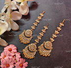 VeroniQ Trend-Rajwadi Gold Plated Pachi Kundan Kemp Stone Maang Tika Pachi Kundan-Gold Plated-Wedding Jewelry-Punjabi Jewelry-South Indian-Thappa Jewelry