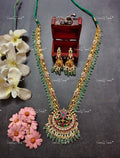 VeroniQ Trend-South Inadian Style Chandbali Pendant Long Gold Plated Pachi Kundan Necklace Pachi Kundan-Gold Plated-Wedding Jewellery-Punjabi Jewellery-South Indian-Thappa Jewellery
