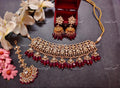 VeroniQ Trend-Ruby Color Beads Gold Plated Pachi Kundan Necklace Pachi Kundan-Gold Plated-Wedding Jewellery-Punjabi Jewellery-South Indian-Thappa Jewellery