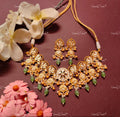 VeroniQ Trends-Temple Gold Plated Pachi Kundan Choker Necklace With Green Beads Pachi Kundan-Gold Plated-Wedding Jewellery-Punjabi Jewellery-South Indian-Thappa Jewellery