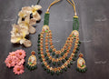 VeroniQ Trends-Peacock Design Multilayer Beryls Beads Pachi Kundan Necklace Pachi Kundan-Gold Plated-Wedding Jewellery-Punjabi Jewellery-South Indian-Thappa Jewellery