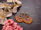 VeroniQ Trends-Chandbali Style Pachi Kundan Earrings With Kemp Stone Pachi Kundan-Gold Plated-Wedding Jewelry-Punjabi Jewelry-South Indian-Thappa Jewelry
