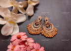 VeroniQ Trends-Chandbali Style Pachi Kundan Earrings With Kemp Stone Pachi Kundan-Gold Plated-Wedding Jewelry-Punjabi Jewelry-South Indian-Thappa Jewelry