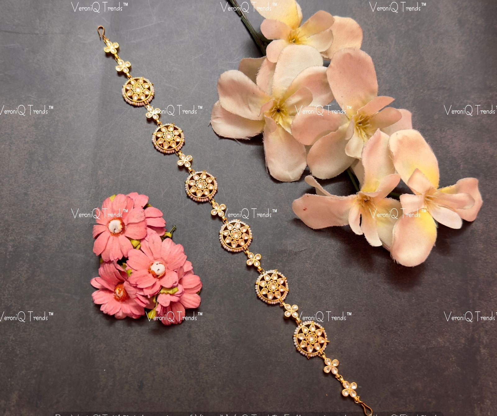 VeroniQ Trends-Damini Gold Plated Pachi Kundan Mathapatti Pachi Kundan-Gold Plated-Wedding Jewellery-Punjabi Jewellery-South Indian-Thappa Jewellery
