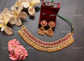 VeroniQ Trends-Royal Kemp Stone And Pachi Kundan Choker Necklace Pachi Kundan-Gold Plated-Wedding Jewellery-Punjabi Jewellery-South Indian-Thappa Jewellery