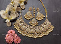 VeroniQ Trends-Beautiful Pearl And Pachi Meenakari Kundan Necklace With Earrings and Maang TikaPachi Kundan-Gold Plated-Wedding Jewellery-Punjabi Jewellery-South Indian-Thappa Jewellery