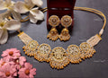 VeroniQ Trends-Rajwadi Style Peacock Design Gold Plated Pachi Kundan Choker Necklace Pachi Kundan-Gold Plated-Wedding Jewellery-Punjabi Jewellery-South Indian-Thappa Jewellery
